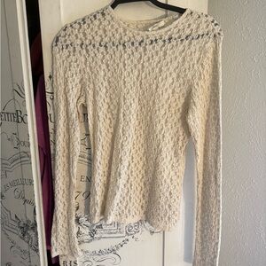 NWOT Vince Cream Lace Floral Mesh Long Sleeve Top